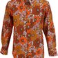 Mens 70s Copper and Brown Psychedelic Floral Shirt