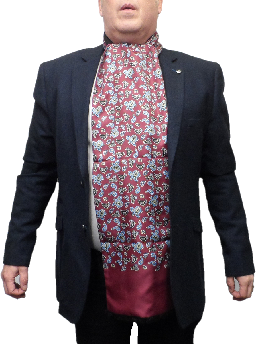 Mazeys Classica Sciarpa Retrò Mod Mod Con Nappe Bordeaux Paisley