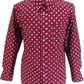 Mazeys Herren-Hemden aus 100 % Baumwolle, Burgunderrot und Weiß, Retro-Stil, gepunktet,…