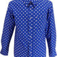 Mazeys Camicie da Uomo a Pois Blu Medio e Bianco 100% Cotone…