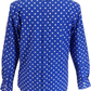 Mazeys Chemises pour hommes 100 % coton bleu moyen et blanc à pois…