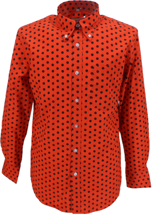 Mazeys Herre røde og sorte Retro Mod Polka Dot skjorter i 100 % bomuld...