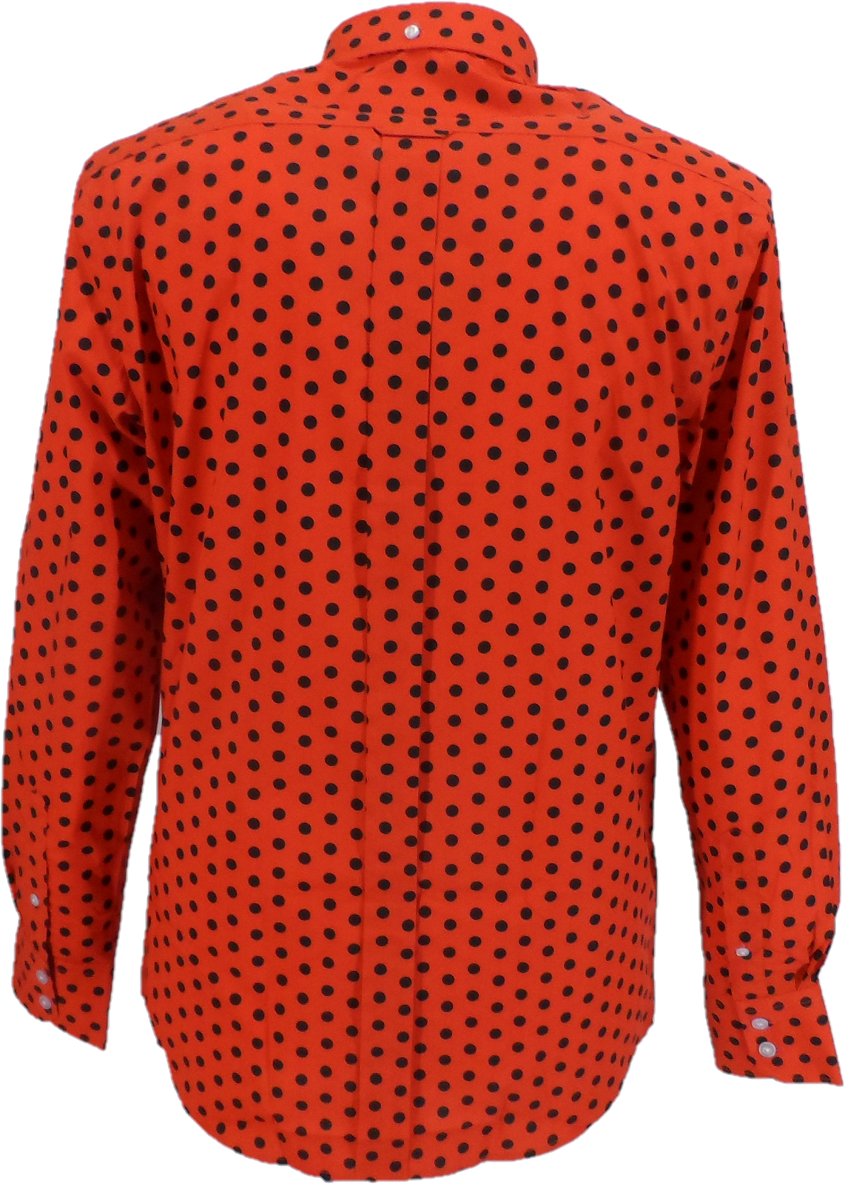 Mazeys Mens Red and Black Retro Mod Polka Dot 100% Cotton Shirts…