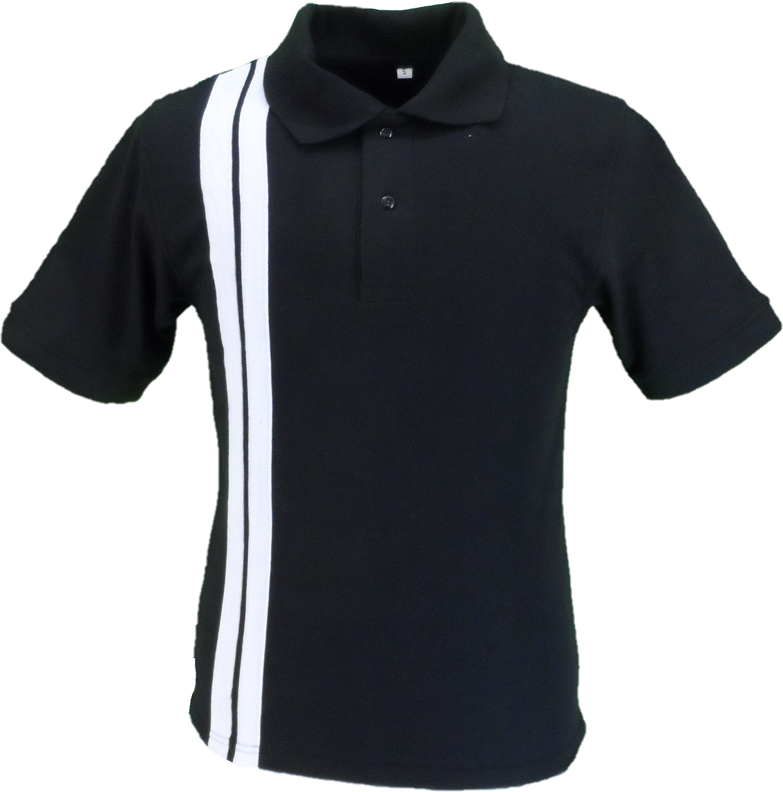 Mazeys Mens Black Racing Stripe Polo Shirt