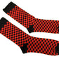 Mens 2 Pair Pack Black and Red Check Retro Socks
