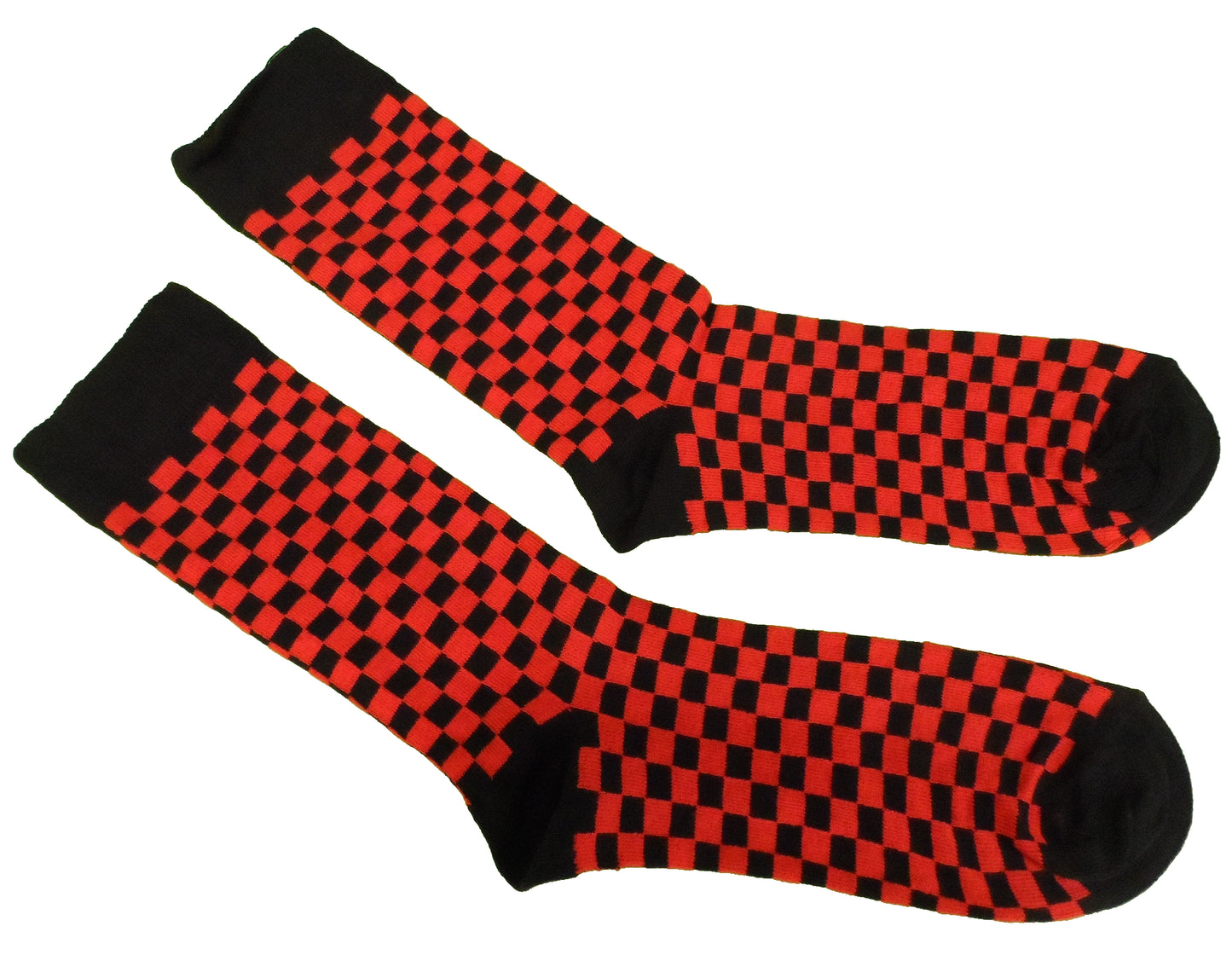 Mens 2 Pair Pack Black and Red Check Retro Socks