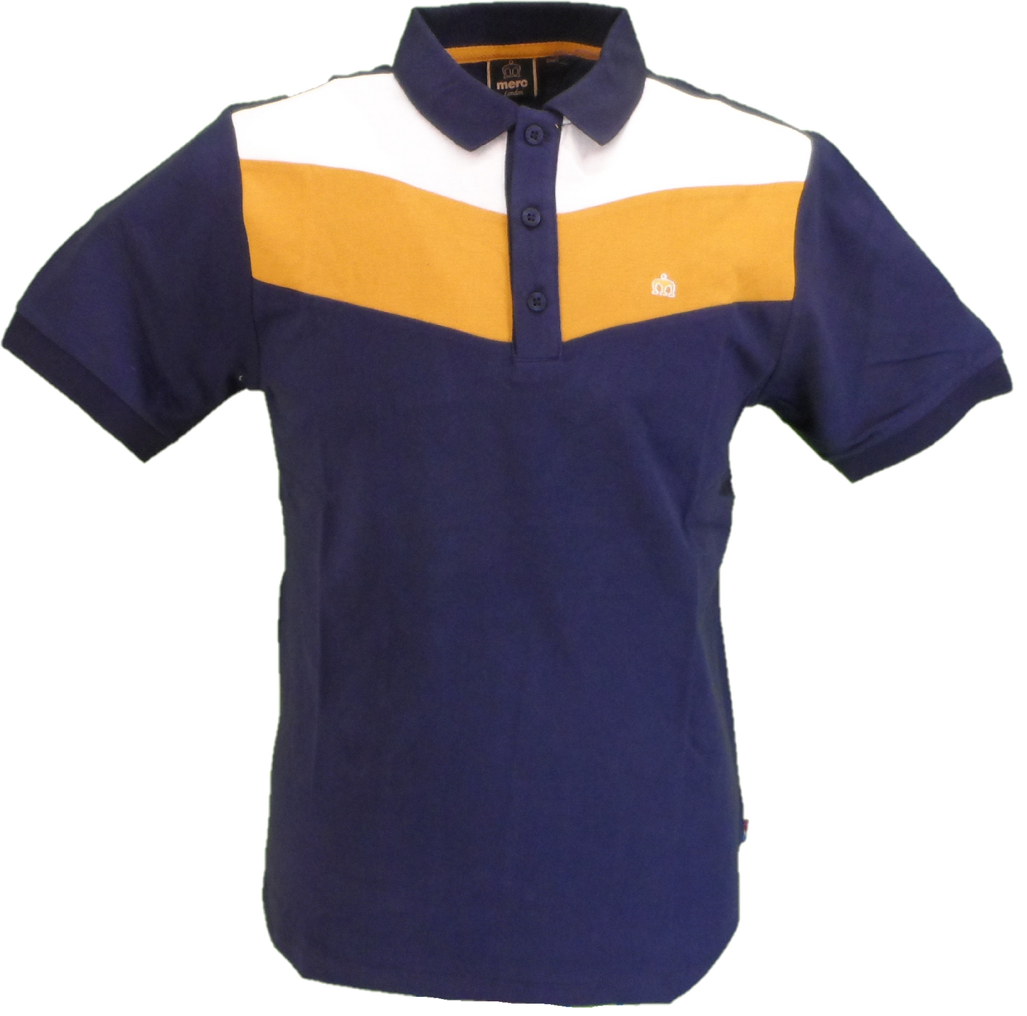 Merc Mens Dark Navy Clyde Striped Polo Shirt