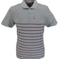 Merc London Grey Finsbury Striped Polo Shirt