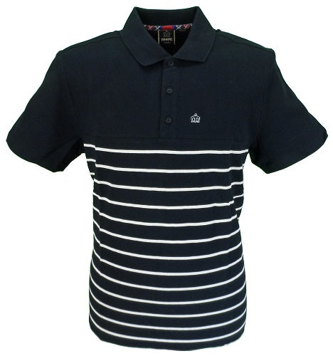 Merc London sort finsbury stribet poloshirt