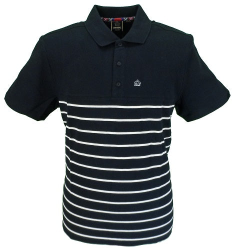 Merc London Black Finsbury Striped Polo Shirt