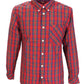 Camisas con botones mod retro de manga larga de algodón rojo neddy Merc 