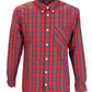 Camicie button down mod retrò a maniche lunghe in cotone rosso Neddy Merc 