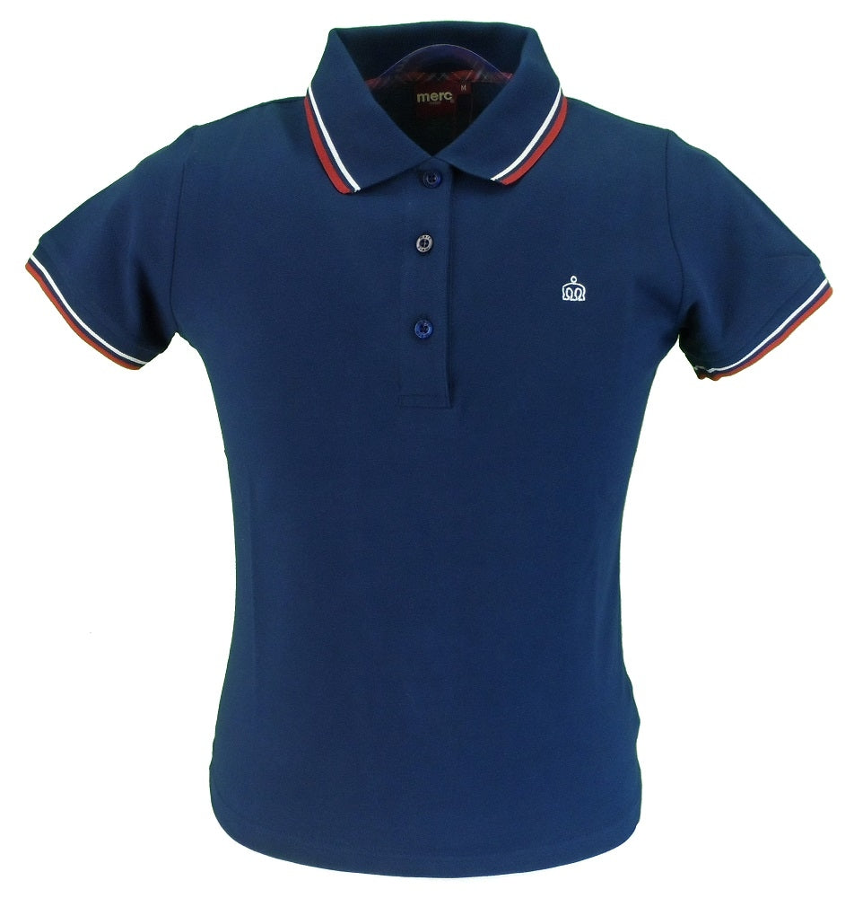 Merc Ladies Navy/Red/White Cotton Polo Shirt …