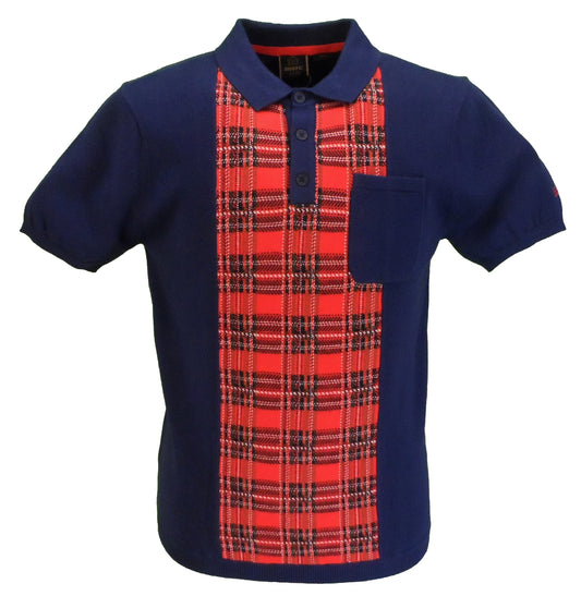 Merc Luna Navy gestrickte Vintage Mod Polo Shirts