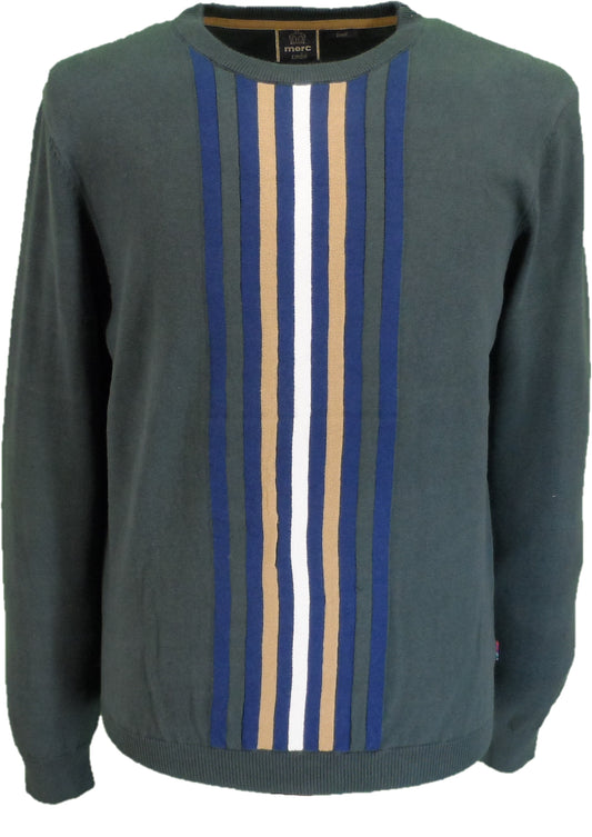 Merc herre woburn sage green stripe fine gauge mod racing jumper