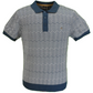 Marineblau gestrickte Vintage Mod Polo Shirts Merc Bennard