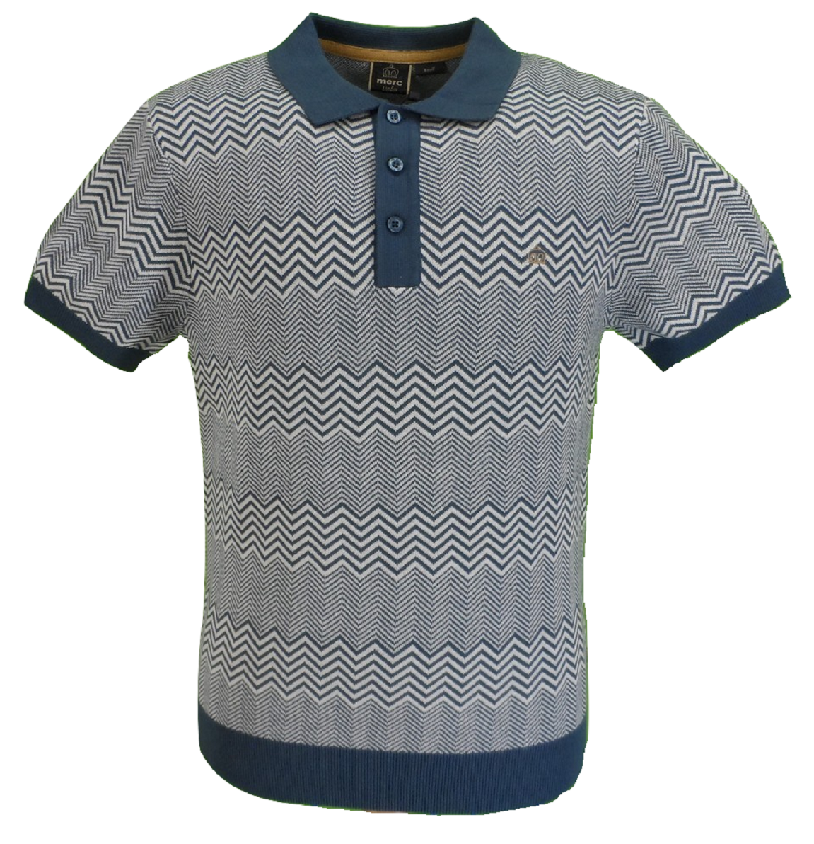 Merc Bennard Navy Blue Knitted Vintage Mod Polo Shirts