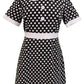 Ladies 60s Retro Mod Vintage Black & White Polka Dot Dress