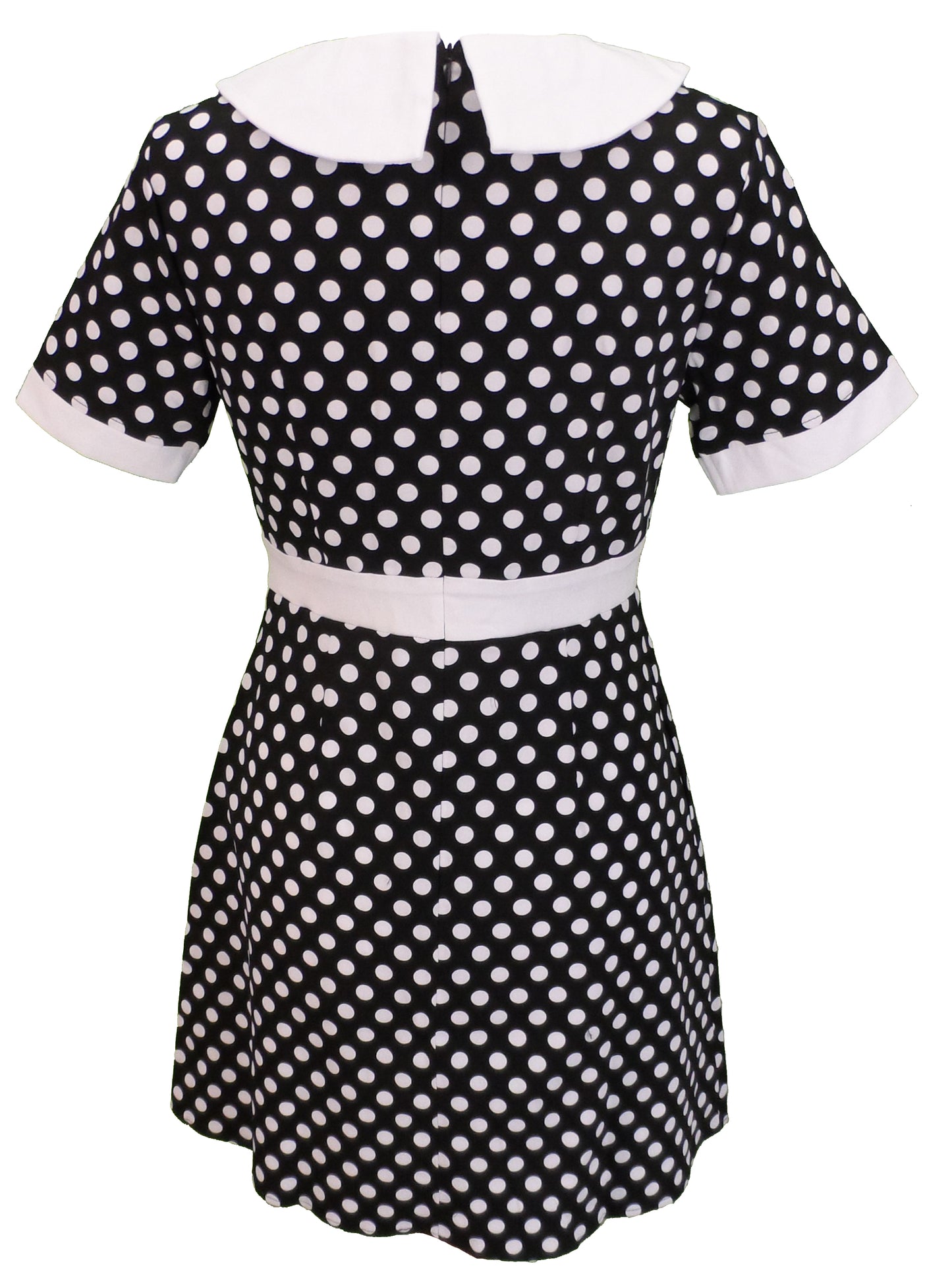 Dame 60'er retro mod vintage sort & hvid prikket kjole