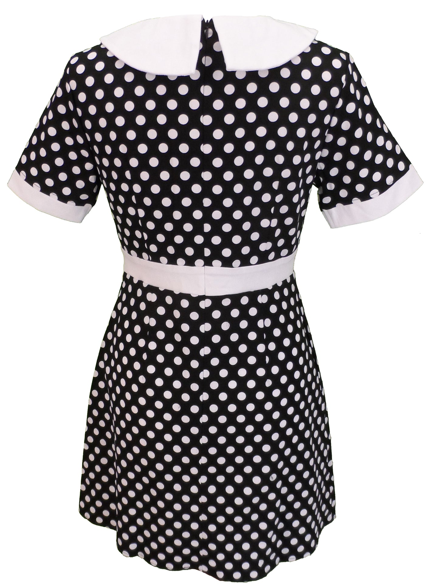 Robe rétro mod vintage à pois noir et blanc pour femme des années 60