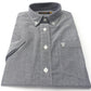Chemises boutonnées rétro mod à manches courtes en coton oxford bleu marine Farah