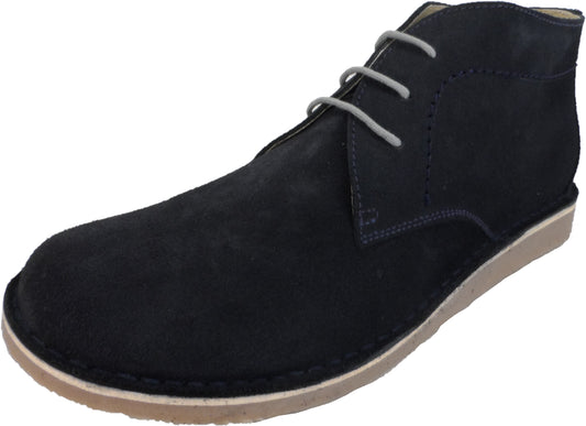 Ikon Original Navy Blue Nomad 70s Mod Style Real Suede Desert Boots