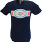 メンズ公式ライセンスOasisネイビー ブルー 長方形ターゲット ロゴ T シャツ