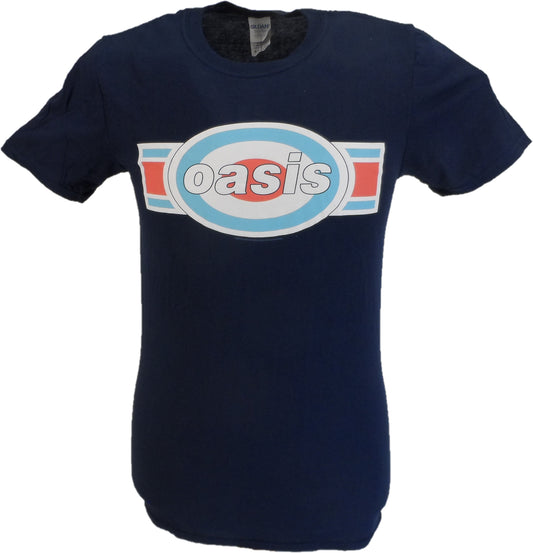 Herre Officielt Licenseret Oasis Marineblå Aflangt Mål Logo T-Shirt