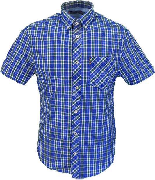 Camicia a maniche corte a quadri blu da uomo di Ben Sherman