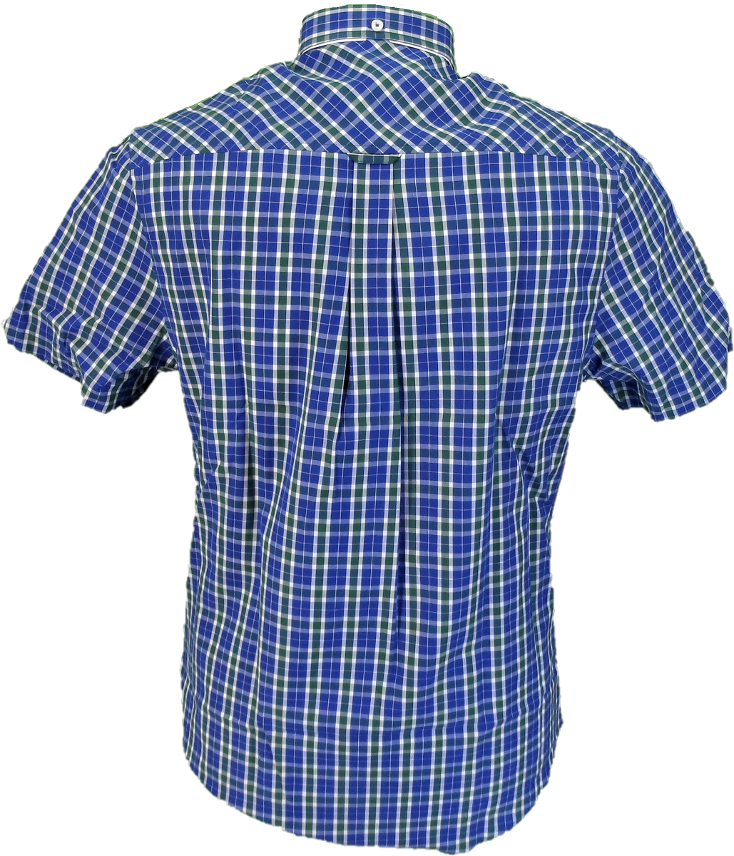 Ben Sherman Mens Blue Checked Short Sleeved Shirt