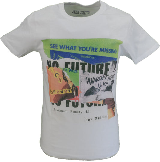 Weißes offizielles Sex Pistols Collage-T-Shirt für Herren