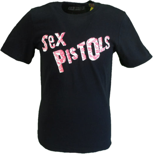 Camiseta negra oficial con logo múltiple de Sex Pistols para hombre