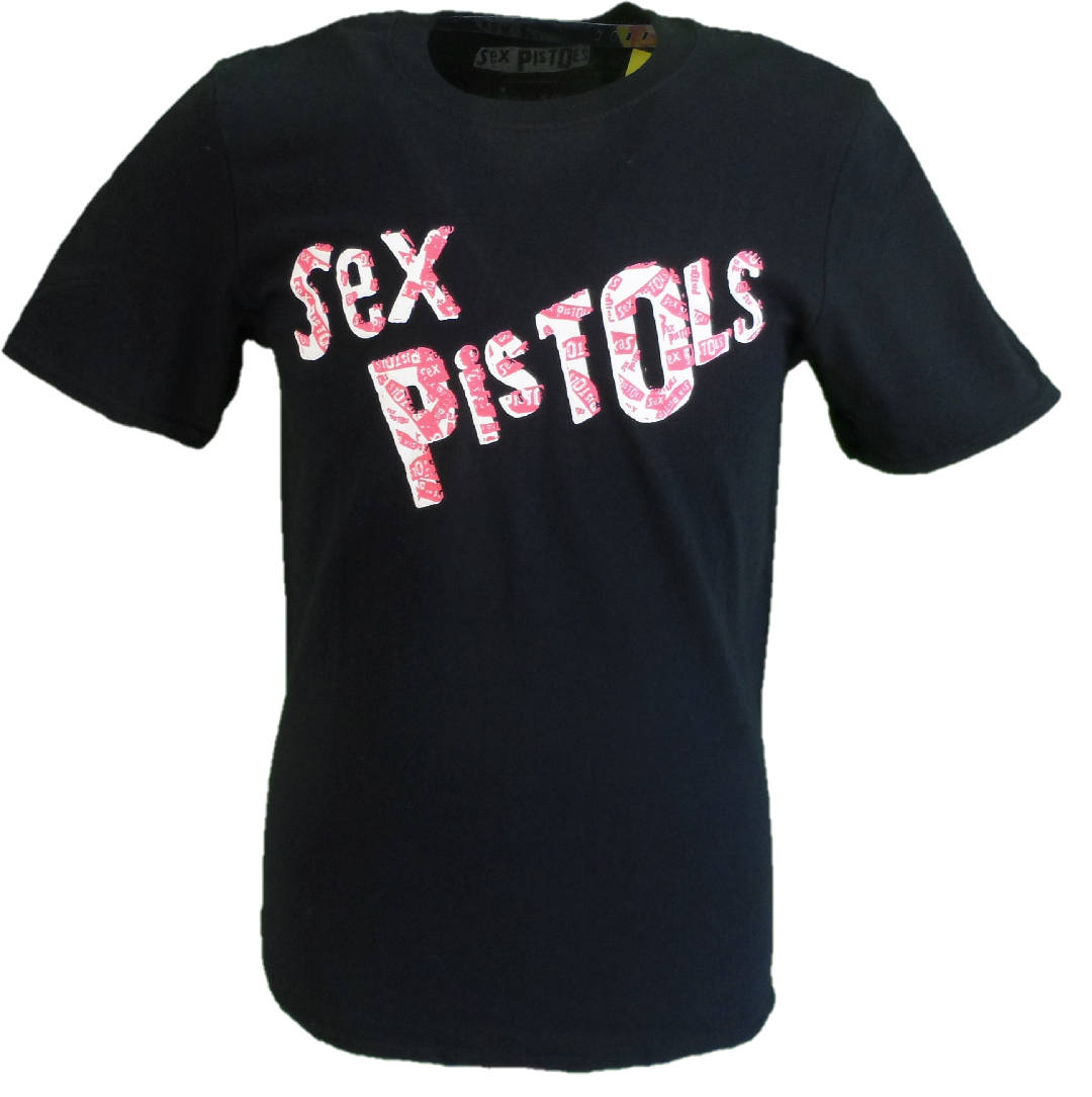 Mens Black Official Sex Pistols Multi Logo T Shirt