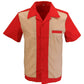 Mazeys Bowling Shirts rockabilly rétro rouge/crème pour hommes des années 50
