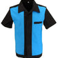 Mazeysメンズ レトロ ブラック/ブルー 50 年代 ロカビリーbowling shirts