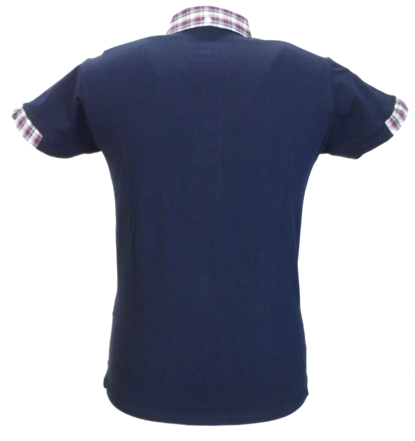 Navy Classic Mod Cloth Check Collar Polo Shirts