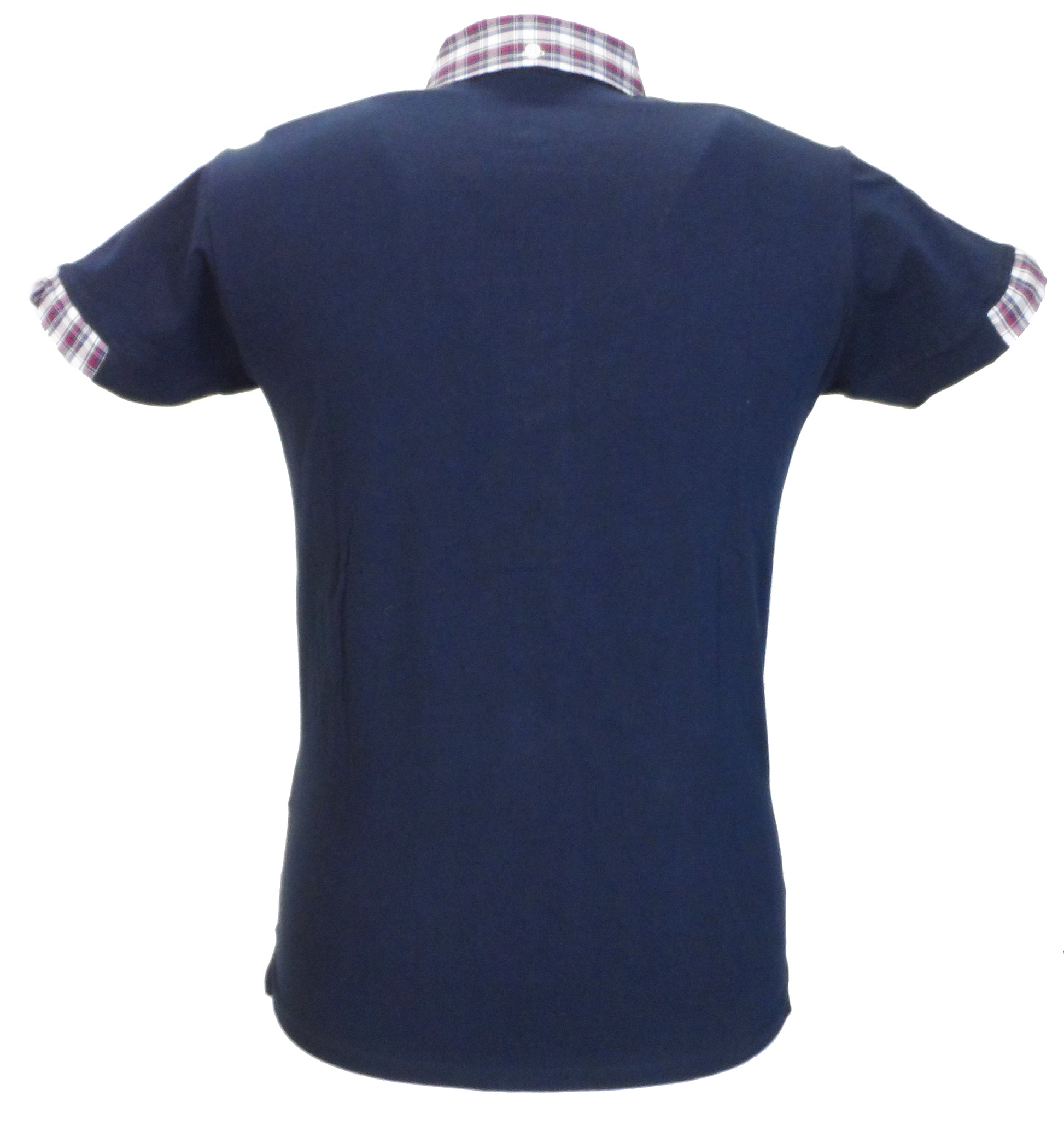 Navy Classic Mod Cloth Check Collar Polo Shirts