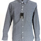 Relco Black/Grey Print Cotton Long Sleeved Retro Mod Button Down Shirts