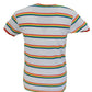 Run & Fly Mens White Retro Mod 60s Indie Multi Rainbow Striped Cotton T Shirt