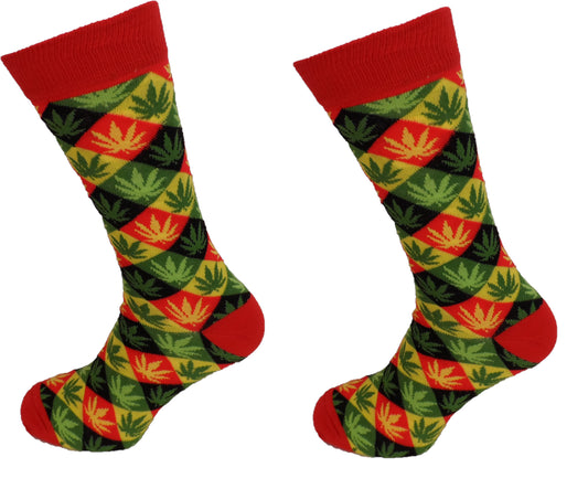 Mens 2 Pair Pack Rasta Leaf Socks