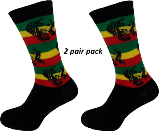 Herre 2 par pakke med Rasta Man stribede retro Socks