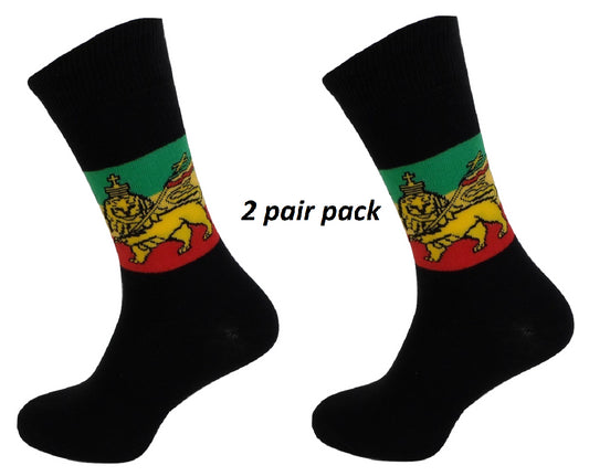 Lot de 2 paires de Socks rétro Lion de Juda Rasta pour homme