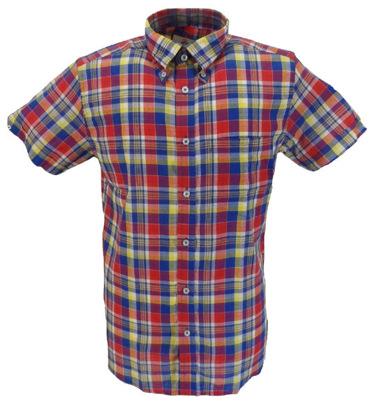 Mehrfarbig kariertes, kurzärmliges Button-Down-Hemd Real Hoxton