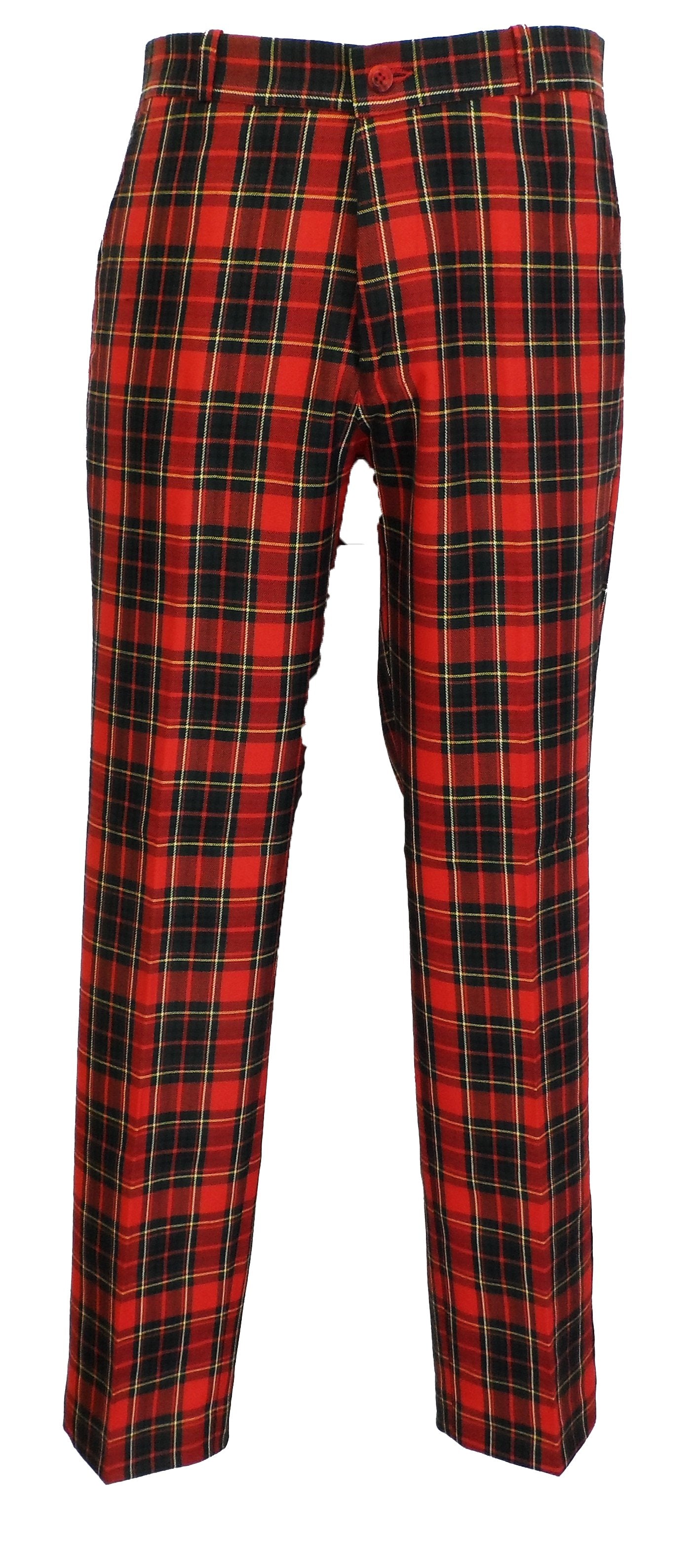 Red Tartan 60S 70S Retro Mod Vintage Sta Press Trousers