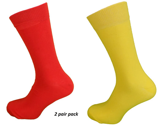 レディース 2 足パック 赤と黄色のsocks