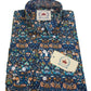 Camisas con botones florales retro azules para hombre Relco