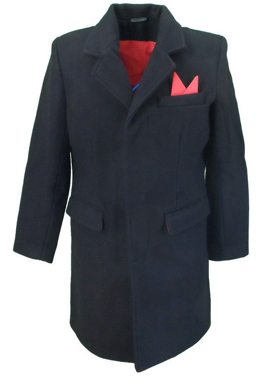 Relco Mens Mod Coat/Overcoat With Red Lining 80% Wool Original Cut