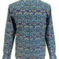 Camisas con botones florales retro azules para hombre Relco