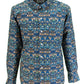 Camisas con botones florales retro azules para hombre Relco