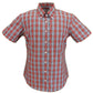 Relco Ladies Blue & Burgundy Checked Button Down Short Sleeved Shirts